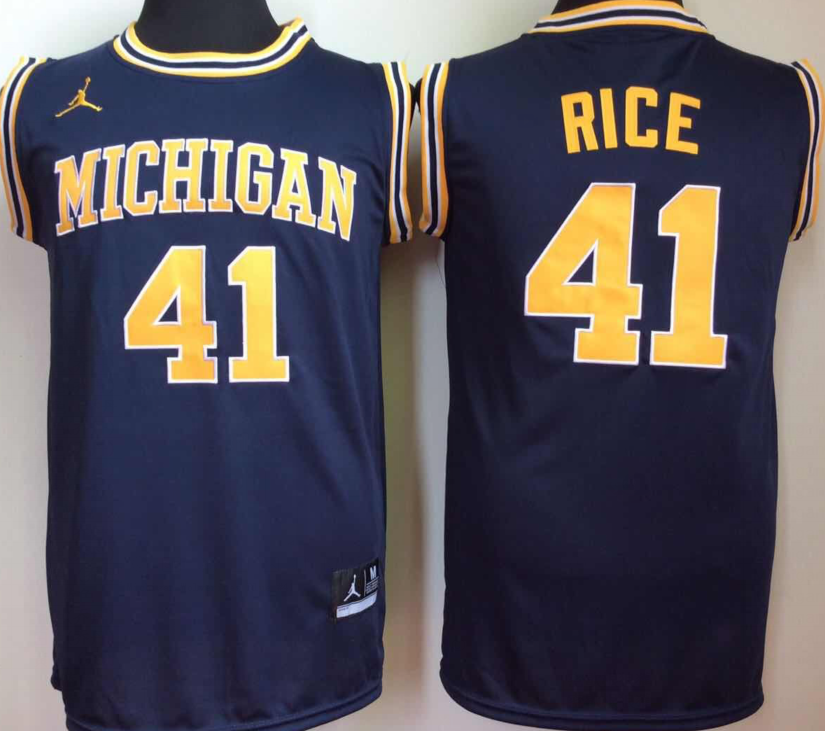 Men's Michigan Wolverines Glen Rice #41 Navy Team Basketball Jersey